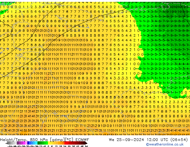 Z500/Yağmur (+YB)/Z850 ECMWF Çar 25.09.2024 12 UTC