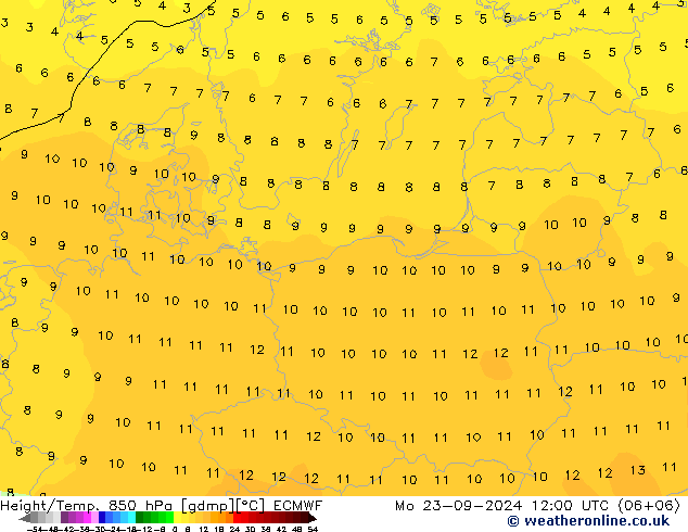 Z500/Rain (+SLP)/Z850 ECMWF pon. 23.09.2024 12 UTC