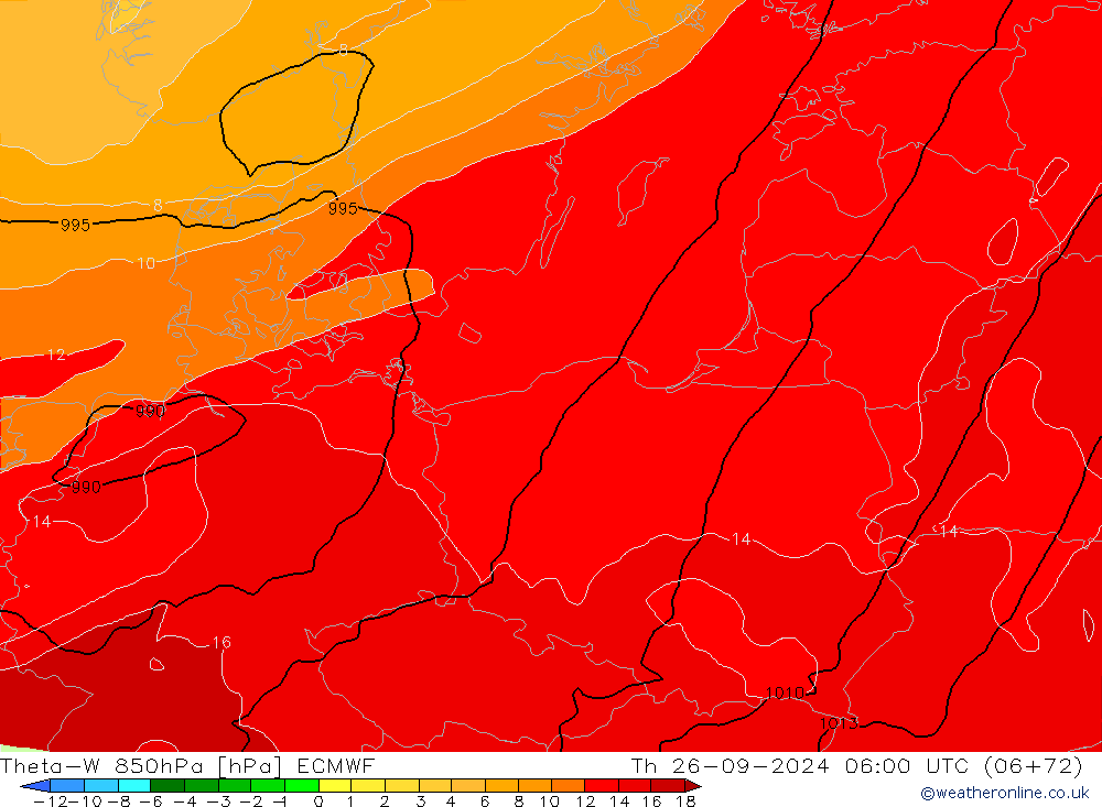 Theta-W 850hPa ECMWF Th 26.09.2024 06 UTC