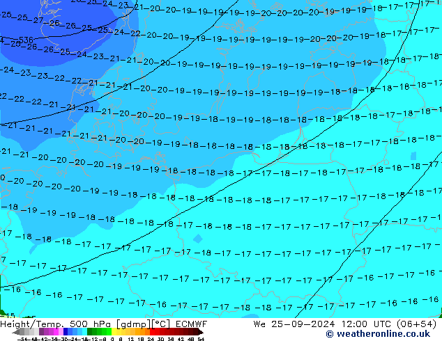 Z500/Rain (+SLP)/Z850 ECMWF mer 25.09.2024 12 UTC