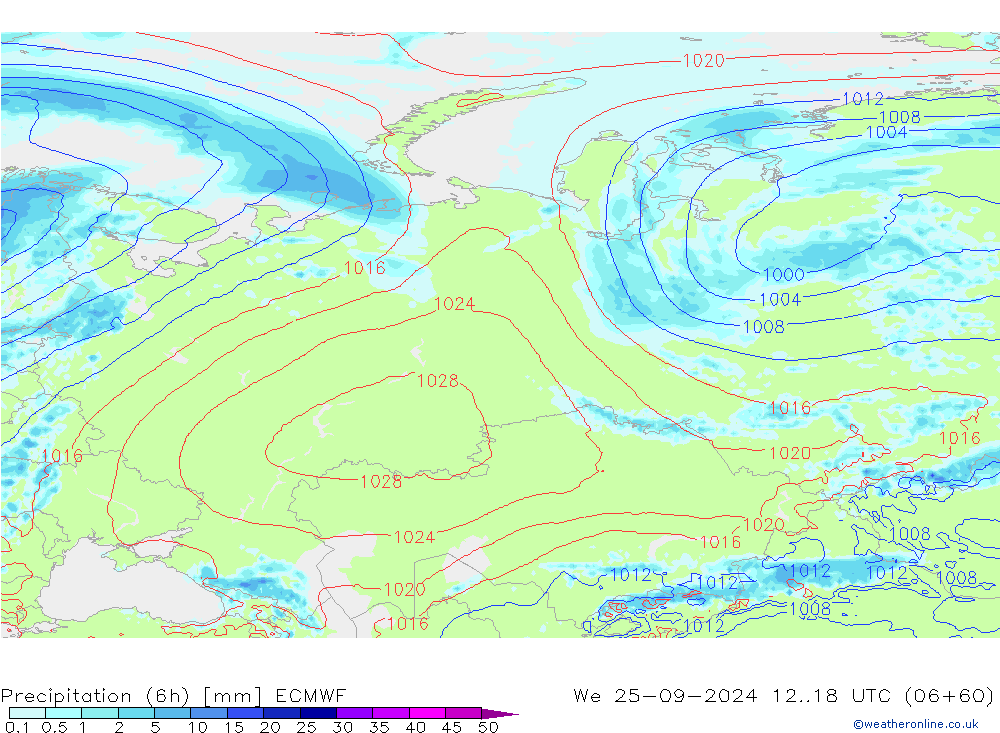 Z500/Rain (+SLP)/Z850 ECMWF mié 25.09.2024 18 UTC