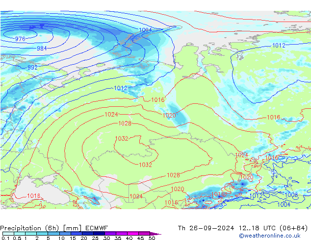 Z500/Rain (+SLP)/Z850 ECMWF jeu 26.09.2024 18 UTC