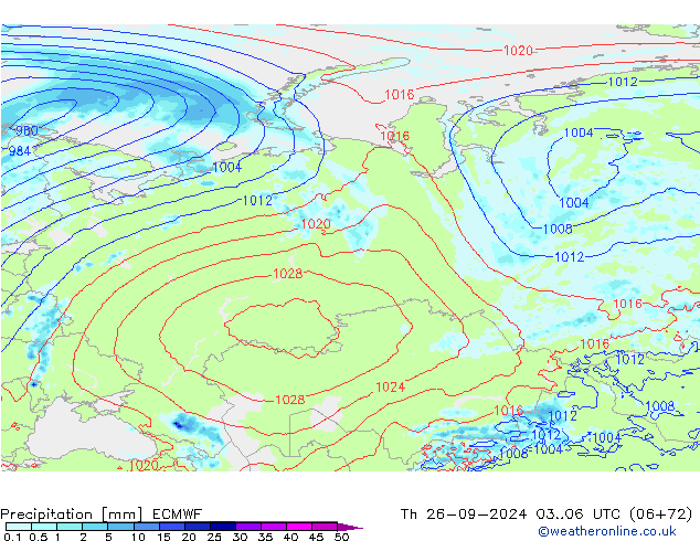 Precipitazione ECMWF gio 26.09.2024 06 UTC