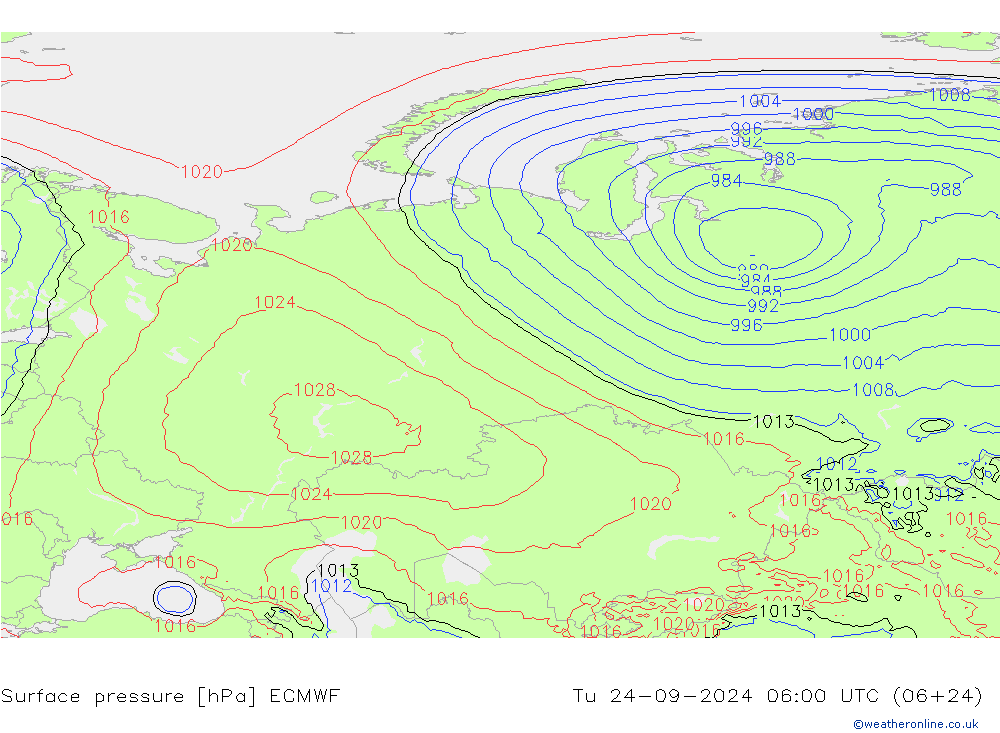 Bodendruck ECMWF Di 24.09.2024 06 UTC