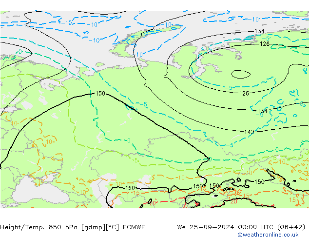 Z500/Rain (+SLP)/Z850 ECMWF mié 25.09.2024 00 UTC