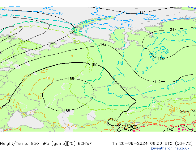 Height/Temp. 850 hPa ECMWF Th 26.09.2024 06 UTC