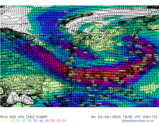 Vent 500 hPa ECMWF lun 23.09.2024 18 UTC