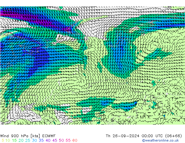 Wind 900 hPa ECMWF Th 26.09.2024 00 UTC