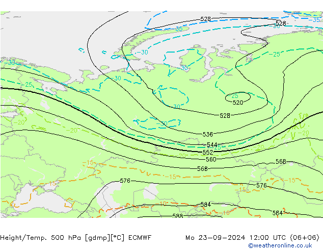 Z500/Rain (+SLP)/Z850 ECMWF Seg 23.09.2024 12 UTC