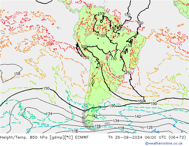 Z500/Rain (+SLP)/Z850 ECMWF Th 26.09.2024 06 UTC