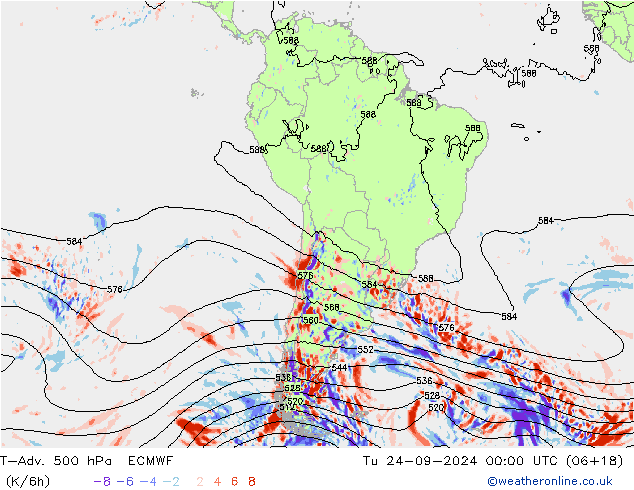 T-Adv. 500 hPa ECMWF Tu 24.09.2024 00 UTC