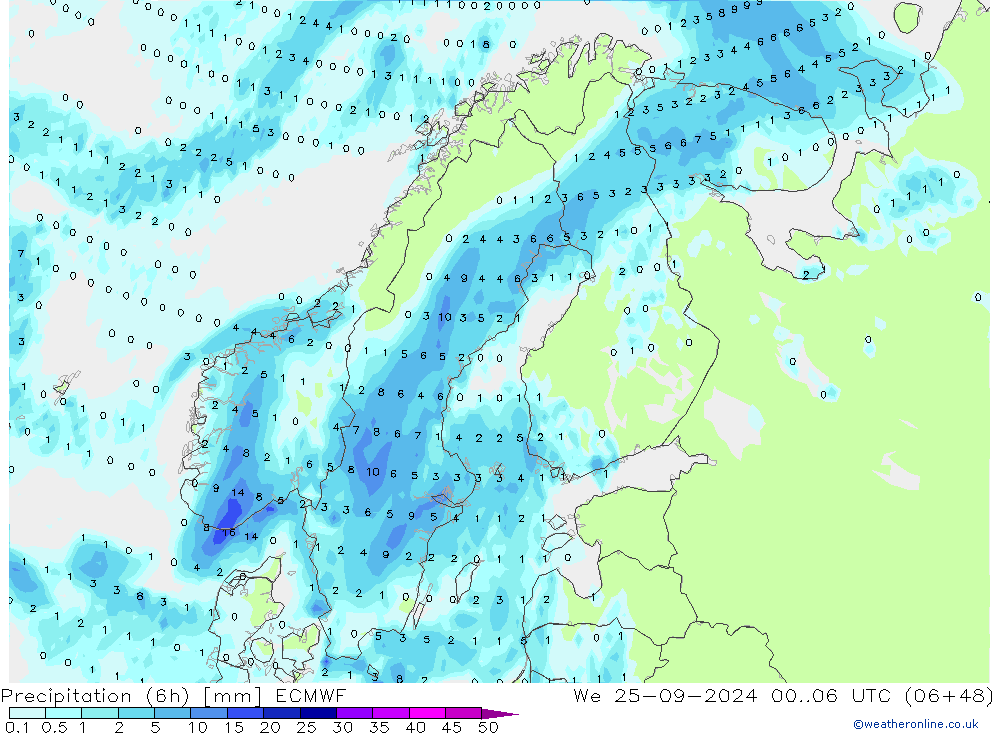 Z500/Rain (+SLP)/Z850 ECMWF We 25.09.2024 06 UTC