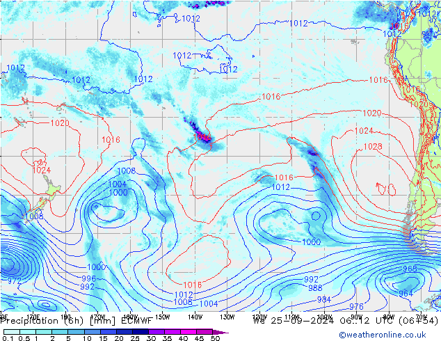 Z500/Rain (+SLP)/Z850 ECMWF Qua 25.09.2024 12 UTC