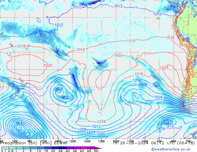 Z500/Rain (+SLP)/Z850 ECMWF gio 26.09.2024 12 UTC