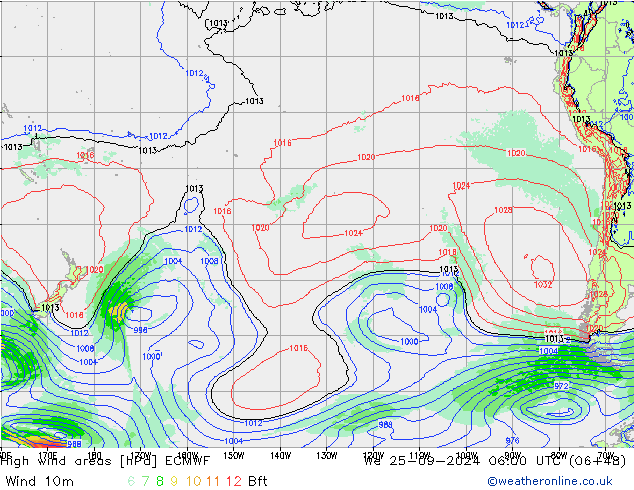 Windvelden ECMWF wo 25.09.2024 06 UTC