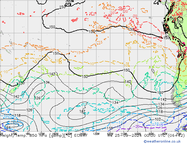 Z500/Rain (+SLP)/Z850 ECMWF Qua 25.09.2024 00 UTC