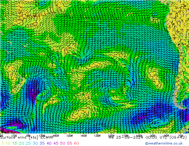 Rüzgar 10 m ECMWF Çar 25.09.2024 00 UTC