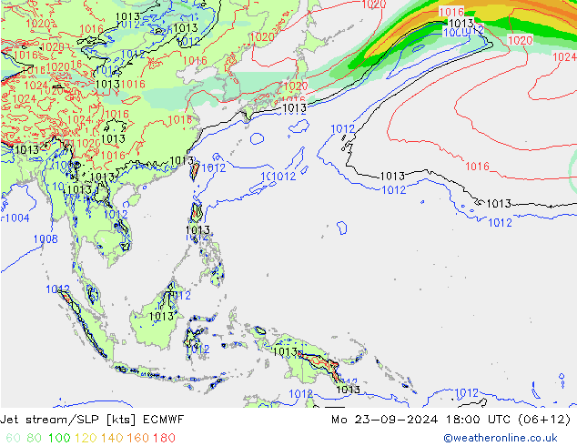 Straalstroom/SLP ECMWF ma 23.09.2024 18 UTC