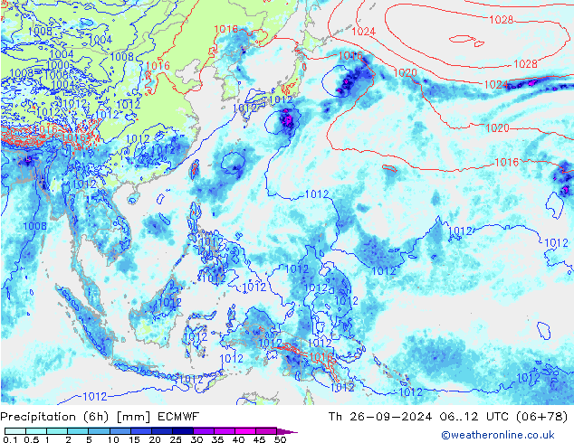 Z500/Rain (+SLP)/Z850 ECMWF Do 26.09.2024 12 UTC