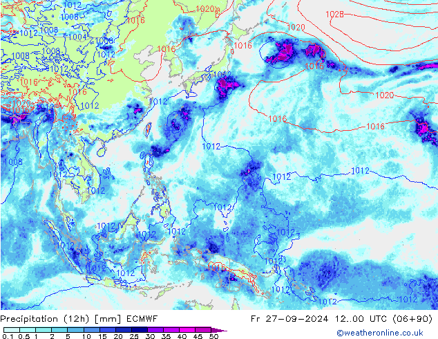 Yağış (12h) ECMWF Cu 27.09.2024 00 UTC