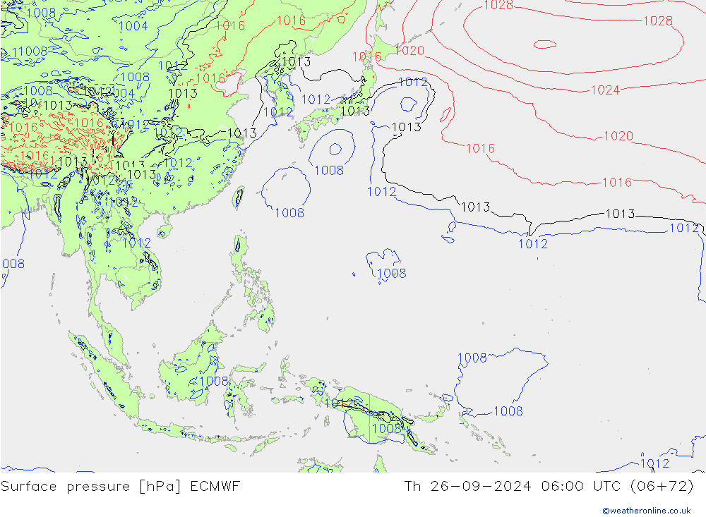 Surface pressure ECMWF Th 26.09.2024 06 UTC