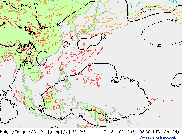 Z500/Rain (+SLP)/Z850 ECMWF Tu 24.09.2024 06 UTC