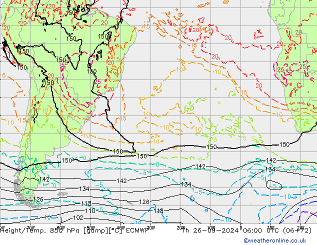 Z500/Rain (+SLP)/Z850 ECMWF gio 26.09.2024 06 UTC