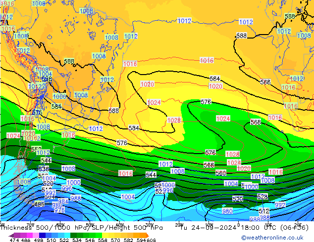 Schichtdicke 500-1000 hPa ECMWF Di 24.09.2024 18 UTC