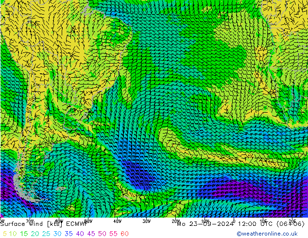 Surface wind ECMWF Mo 23.09.2024 12 UTC