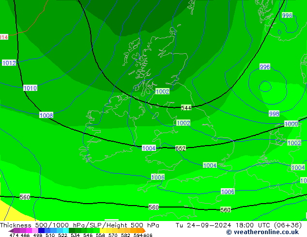 Thck 500-1000hPa ECMWF Tu 24.09.2024 18 UTC