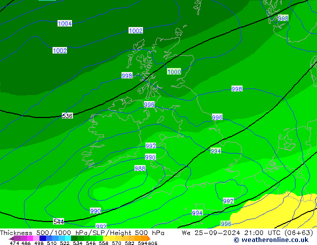 Thck 500-1000hPa ECMWF We 25.09.2024 21 UTC