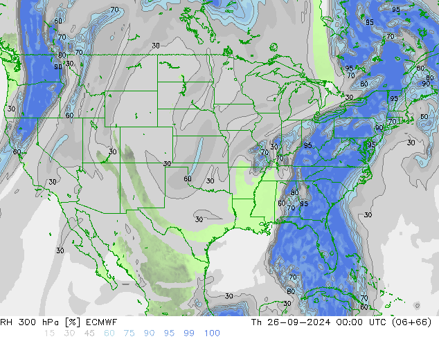 RH 300 hPa ECMWF gio 26.09.2024 00 UTC