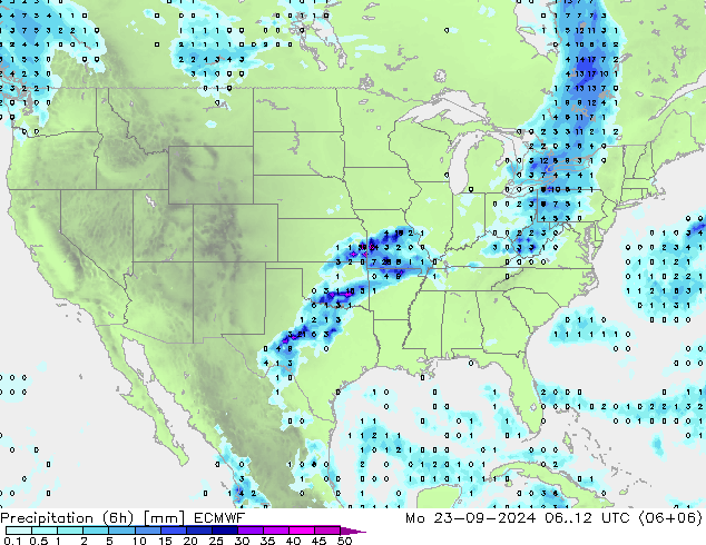 Z500/Rain (+SLP)/Z850 ECMWF пн 23.09.2024 12 UTC