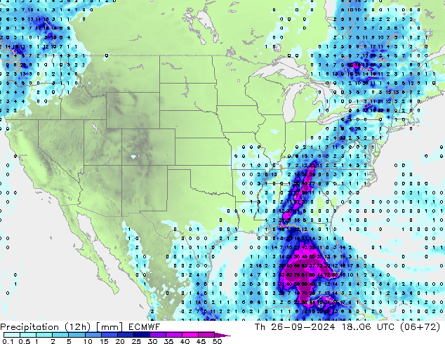 Nied. akkumuliert (12Std) ECMWF Do 26.09.2024 06 UTC