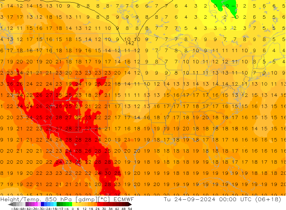 Z500/Yağmur (+YB)/Z850 ECMWF Sa 24.09.2024 00 UTC