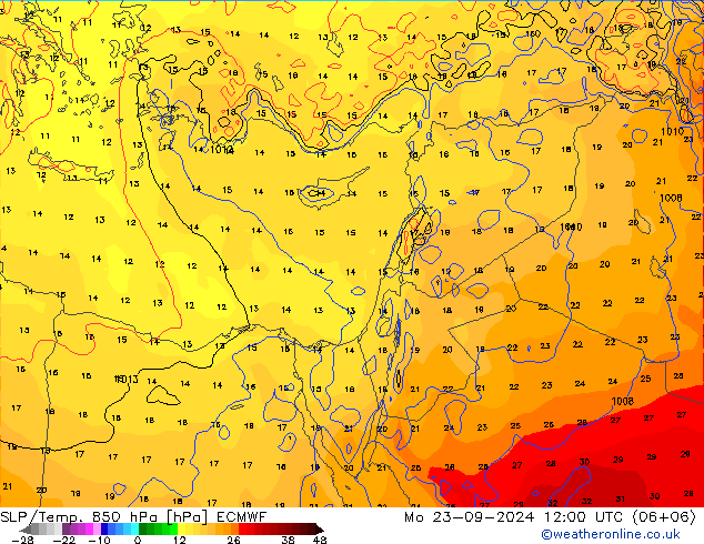 SLP/Temp. 850 hPa ECMWF  23.09.2024 12 UTC