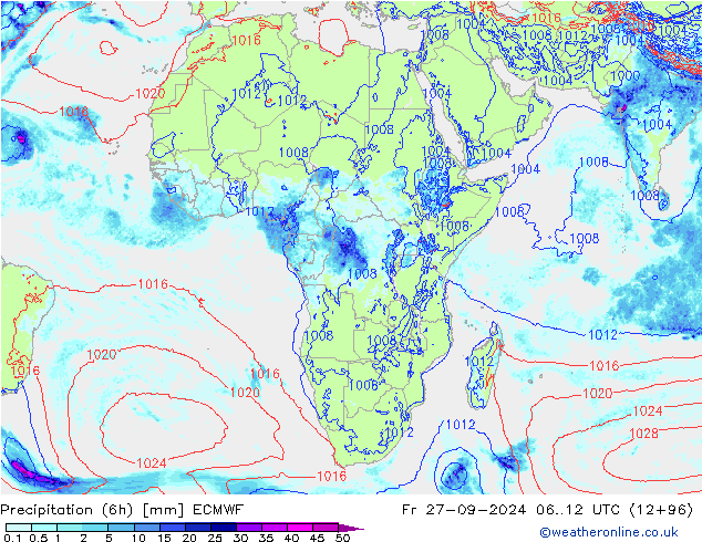 Z500/Rain (+SLP)/Z850 ECMWF vie 27.09.2024 12 UTC