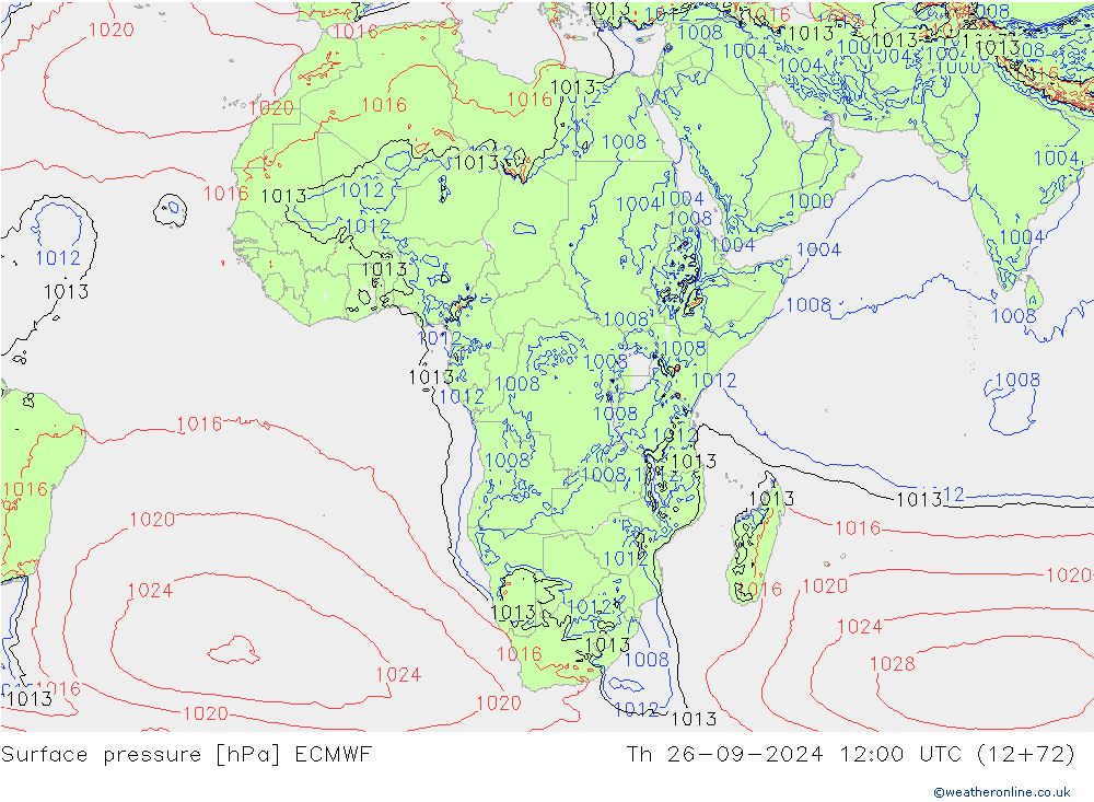 Surface pressure ECMWF Th 26.09.2024 12 UTC