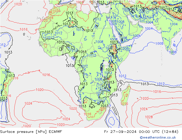 Surface pressure ECMWF Fr 27.09.2024 00 UTC