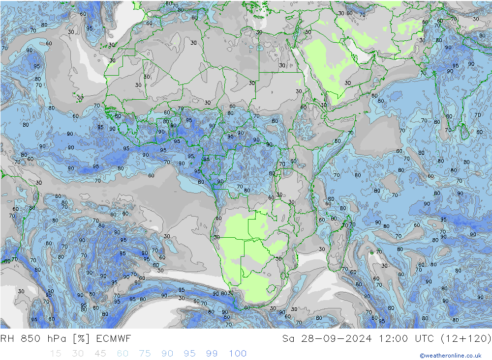 RV 850 hPa ECMWF za 28.09.2024 12 UTC