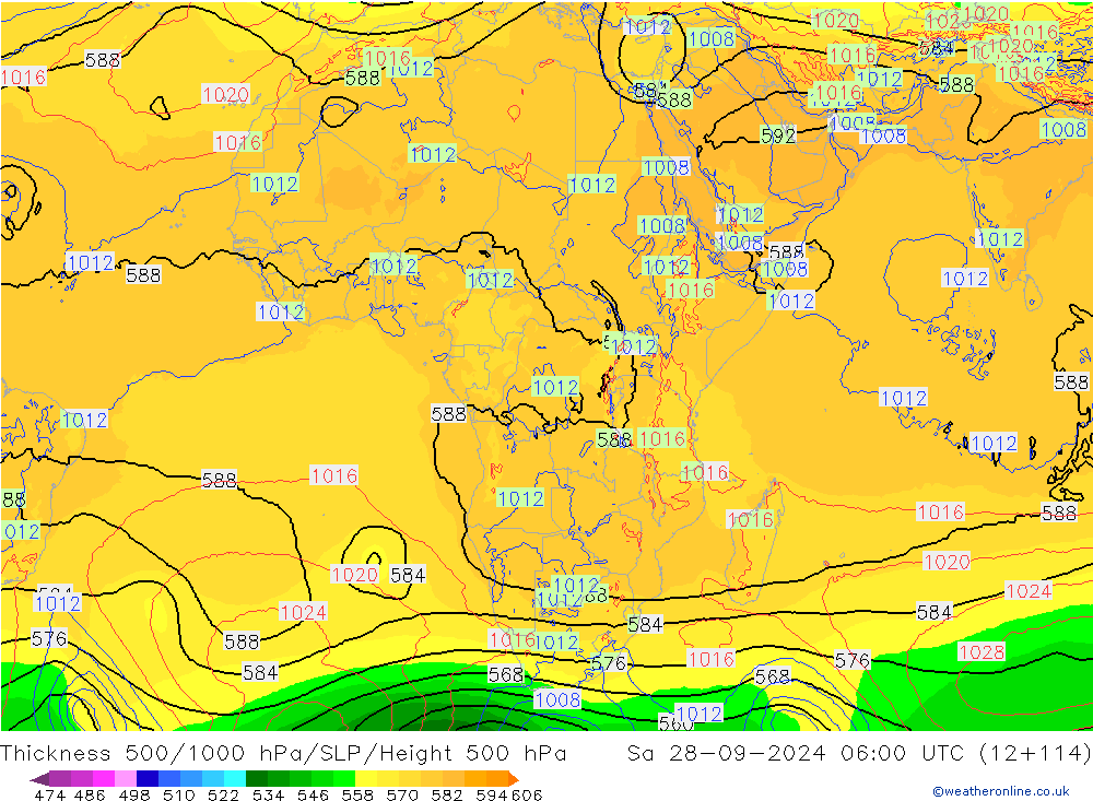 Dikte 500-1000hPa ECMWF za 28.09.2024 06 UTC