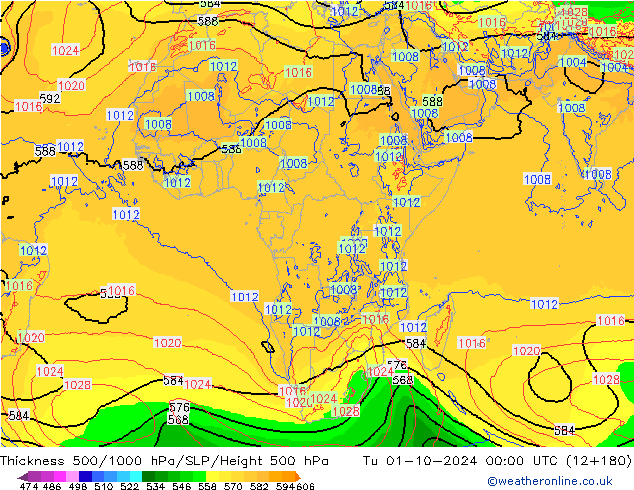 Thck 500-1000hPa ECMWF mar 01.10.2024 00 UTC