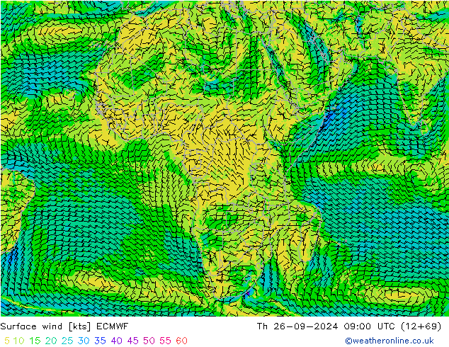 Surface wind ECMWF Th 26.09.2024 09 UTC