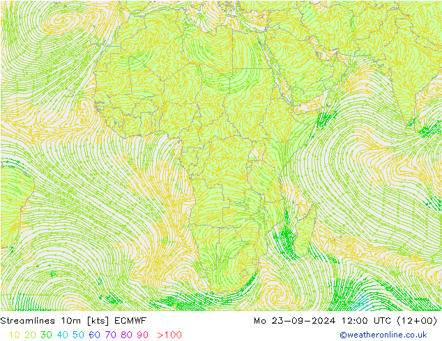 Streamlines 10m ECMWF Mo 23.09.2024 12 UTC