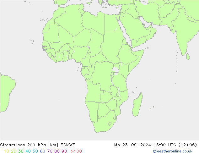 Línea de corriente 200 hPa ECMWF lun 23.09.2024 18 UTC