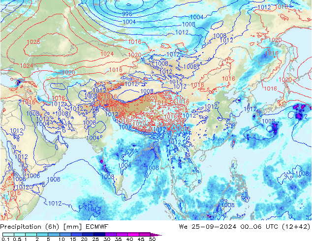 Z500/Yağmur (+YB)/Z850 ECMWF Çar 25.09.2024 06 UTC