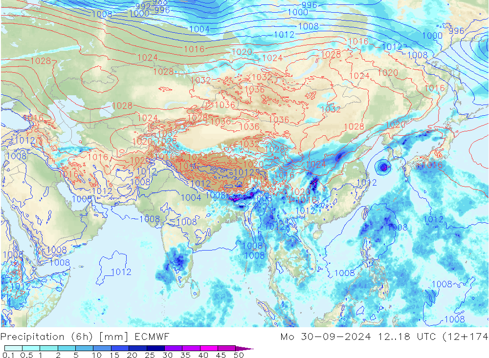 Z500/Yağmur (+YB)/Z850 ECMWF Pzt 30.09.2024 18 UTC