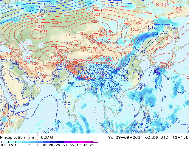 Precipitation ECMWF Su 29.09.2024 06 UTC