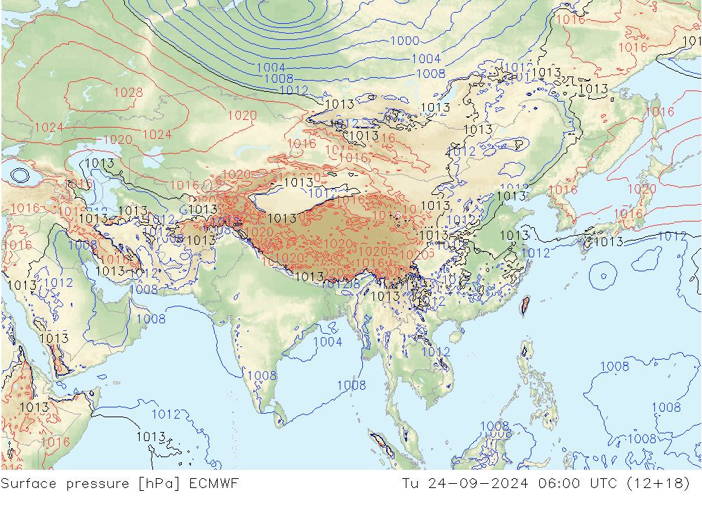 ciśnienie ECMWF wto. 24.09.2024 06 UTC