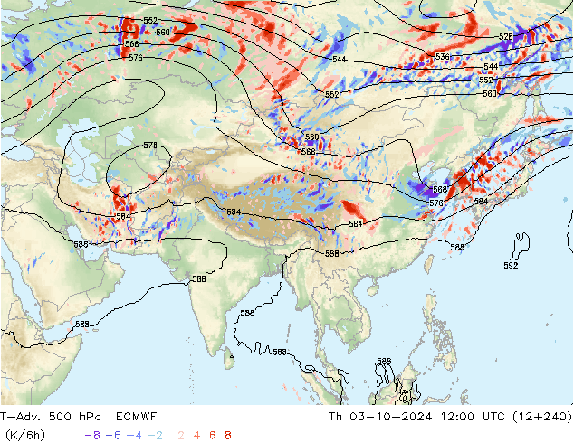 T-Adv. 500 гПа ECMWF чт 03.10.2024 12 UTC